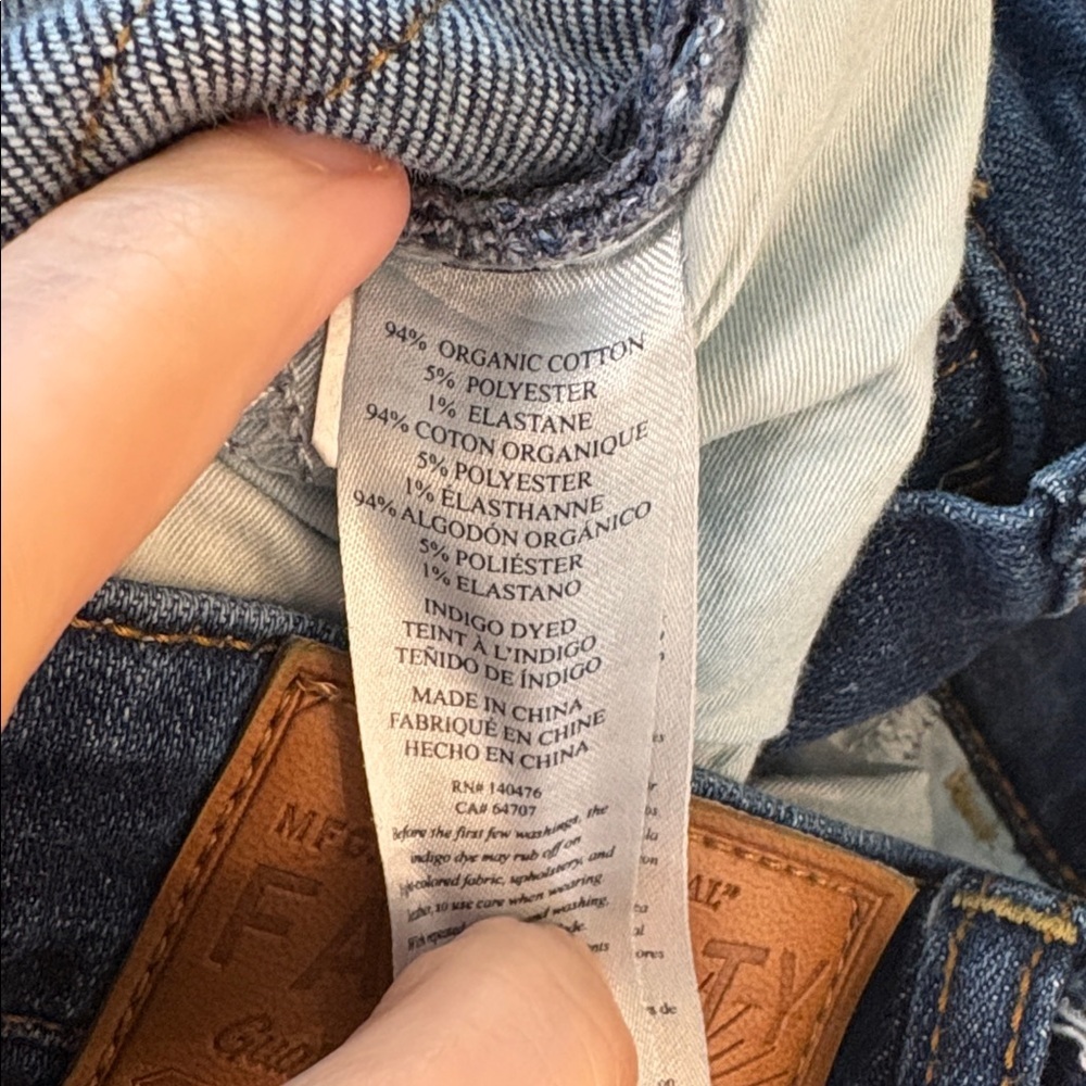 FAHERTY organic cotton straight leg jeans size 29 indigo raw hem dark wash comfy - Picture 9 of 10